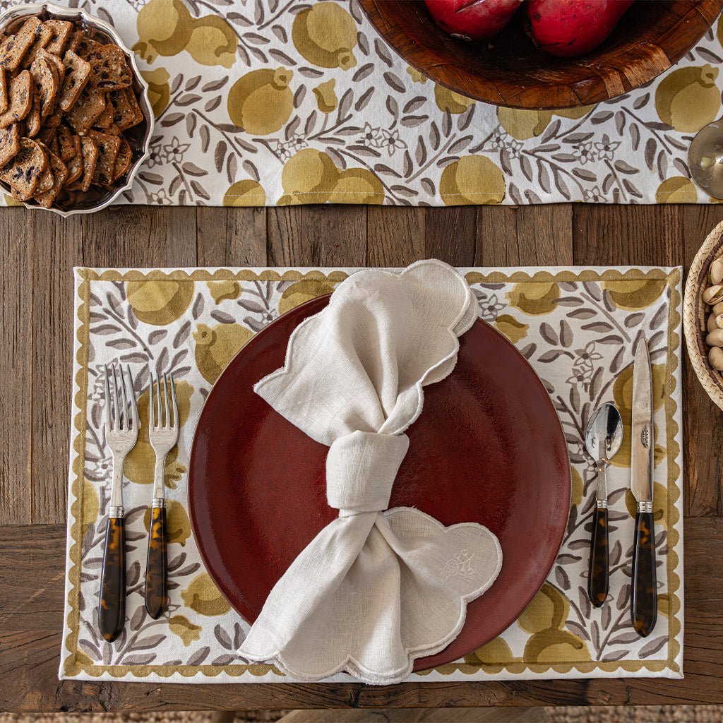 Pomegranate Vine Ochre & Brown Placemat | Set of 4 - Pomegranate