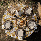 Pomegranate Vine Ochre & Brown Tablecloth - Pomegranate