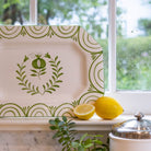 Pomegranate Crest Green Rectangle Serving Platter - Pomegranate