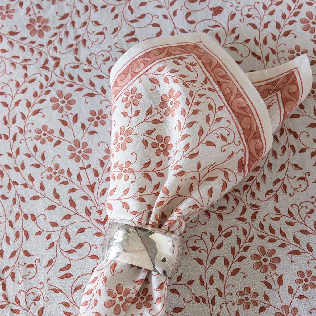 India Hicks Home Queen's Bloom Coral Napkin | Set of 4 - Pomegranate