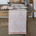 India Hicks Home Queen's Bloom Coral Table Runner - Pomegranate
