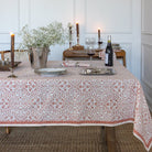 India Hicks Home Queen's Bloom Coral Tablecloth - Pomegranate