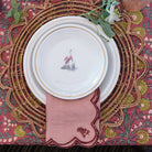 Scalloped Buti Rose & Berry Napkin | Set of 4 - Pomegranate