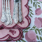 Scalloped Buti Rose & Berry Napkin | Set of 4 - Pomegranate