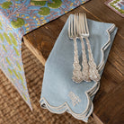 Scalloped Buti Slate Blue & Cream Napkin | Set of 4 - Pomegranate