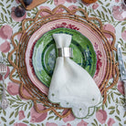 Scalloped Knot Green Embroidered Linen Napkin | Set of 4 - Pomegranate