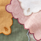Scalloped Buti Rose & Berry Napkin | Set of 4 - Pomegranate