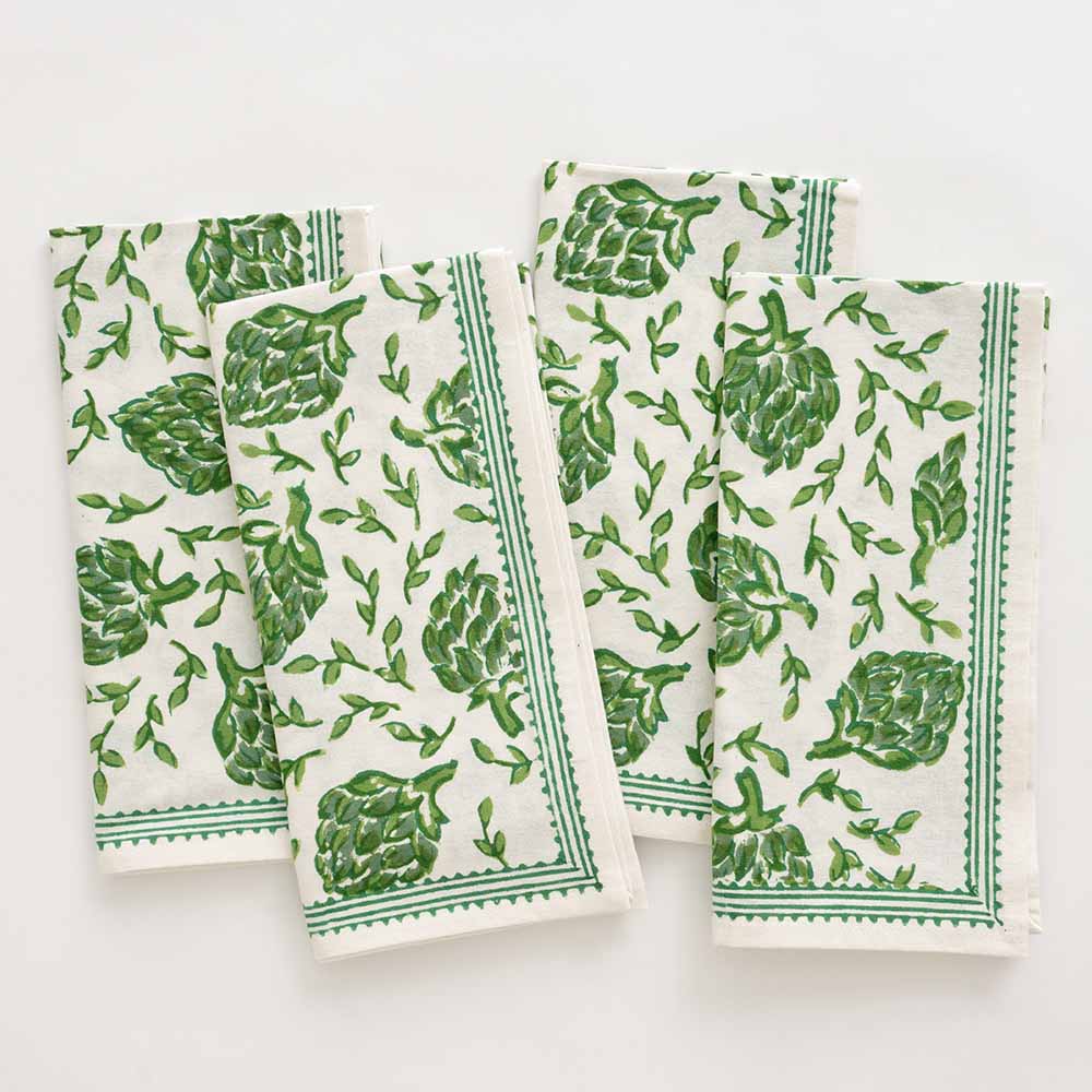 This green and white print on a set of 4 napkins is something so versatile it can be used year round. 