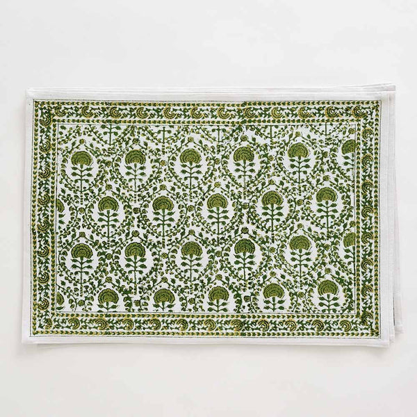 Pomegranate Square Green factory Rice Paper Placemats 13.5” Square