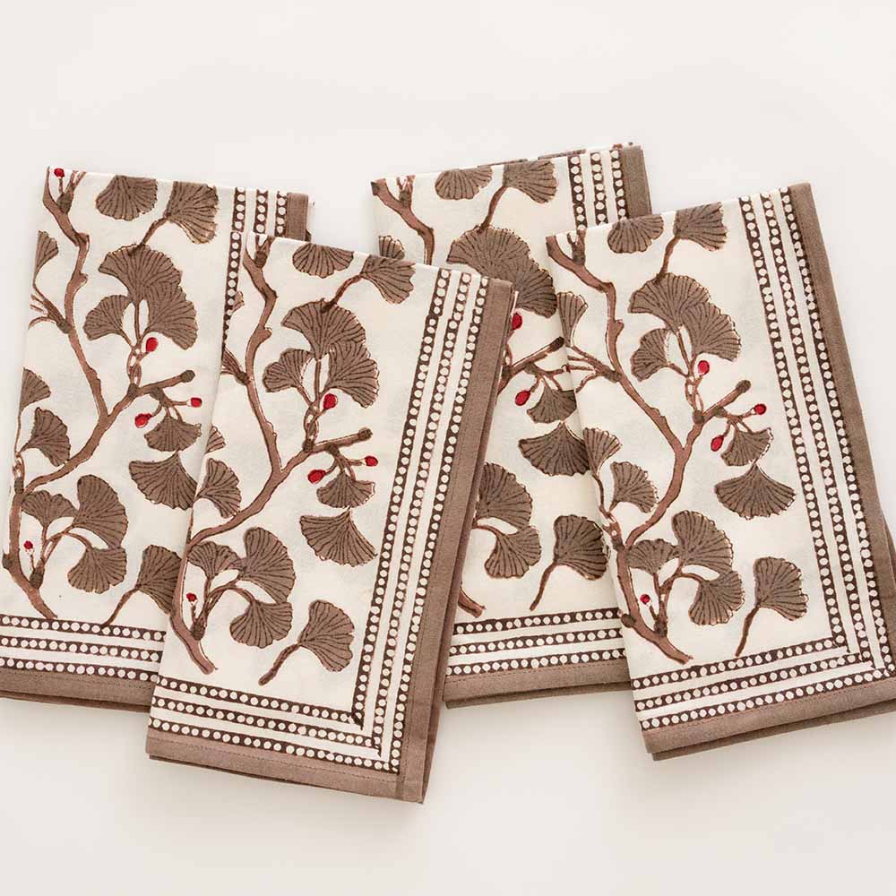 Ginkgo Taupe Napkin | Set of 4