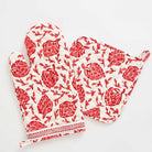 Dancing Artichokes Red Oven Mitt Set, perfect addition to any kitchen. 