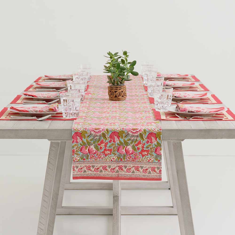 Wildflower Garden Table Runner – Pomegranate