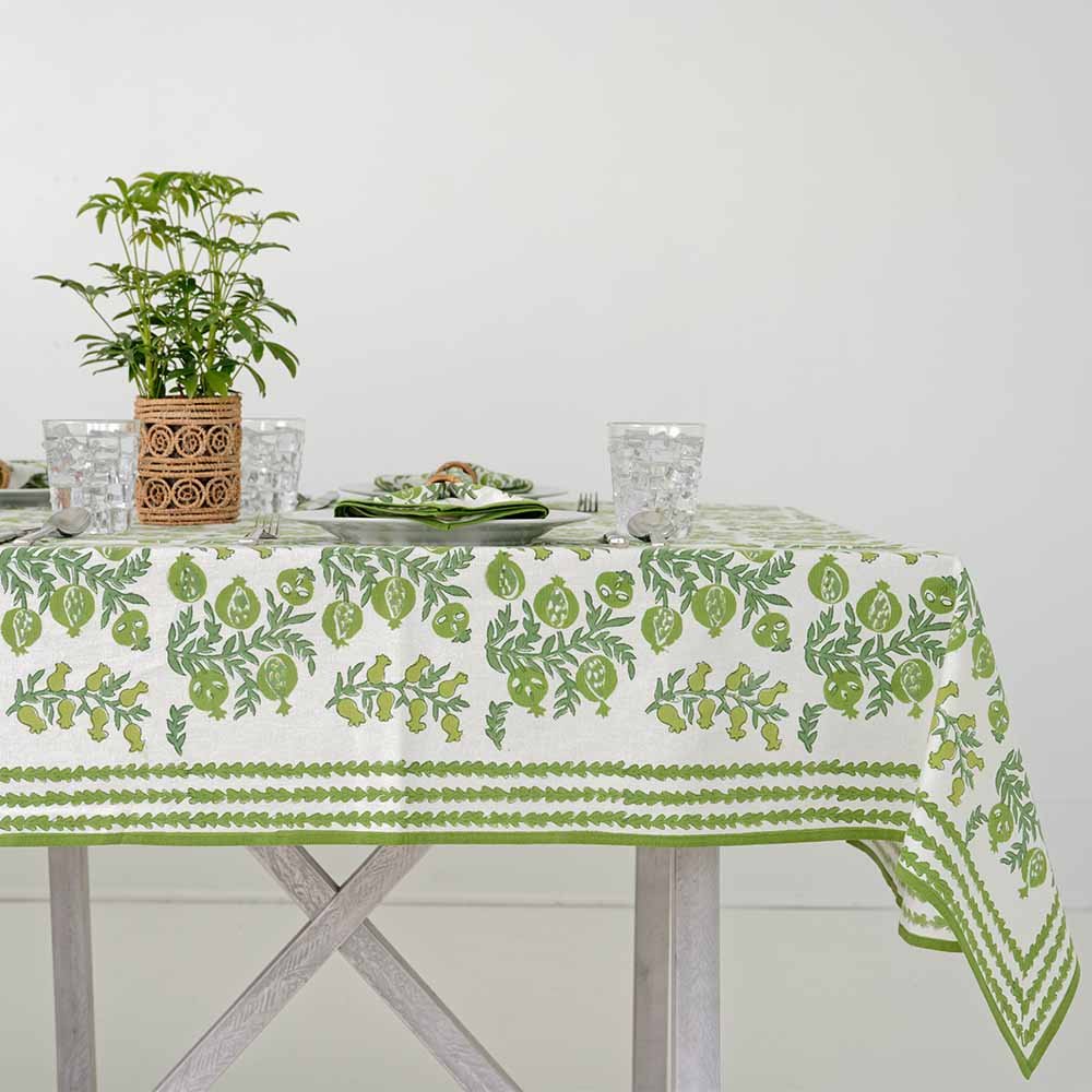 Pom Bells Green tablecloth. 
