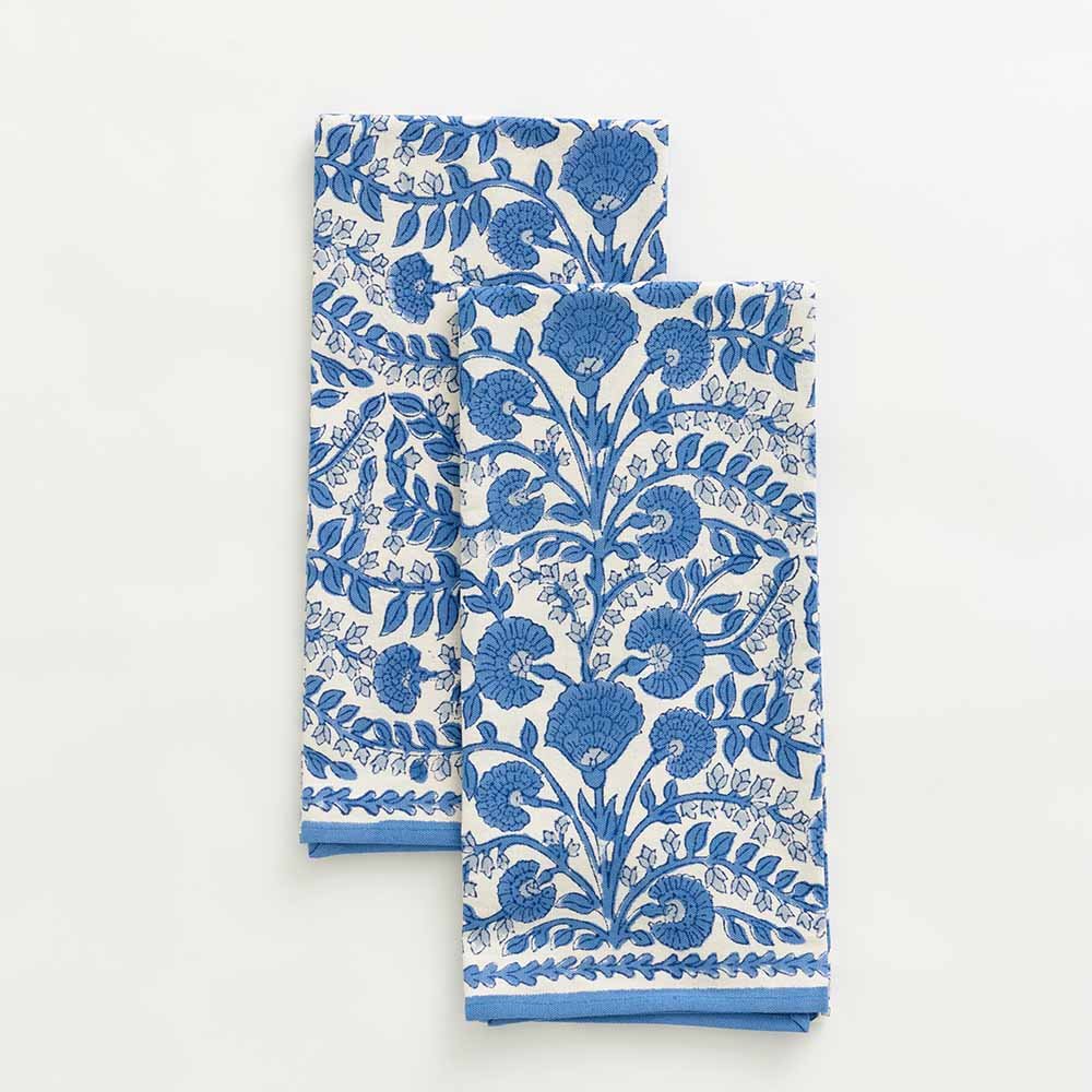Cactus Flower Blue Tea Towels