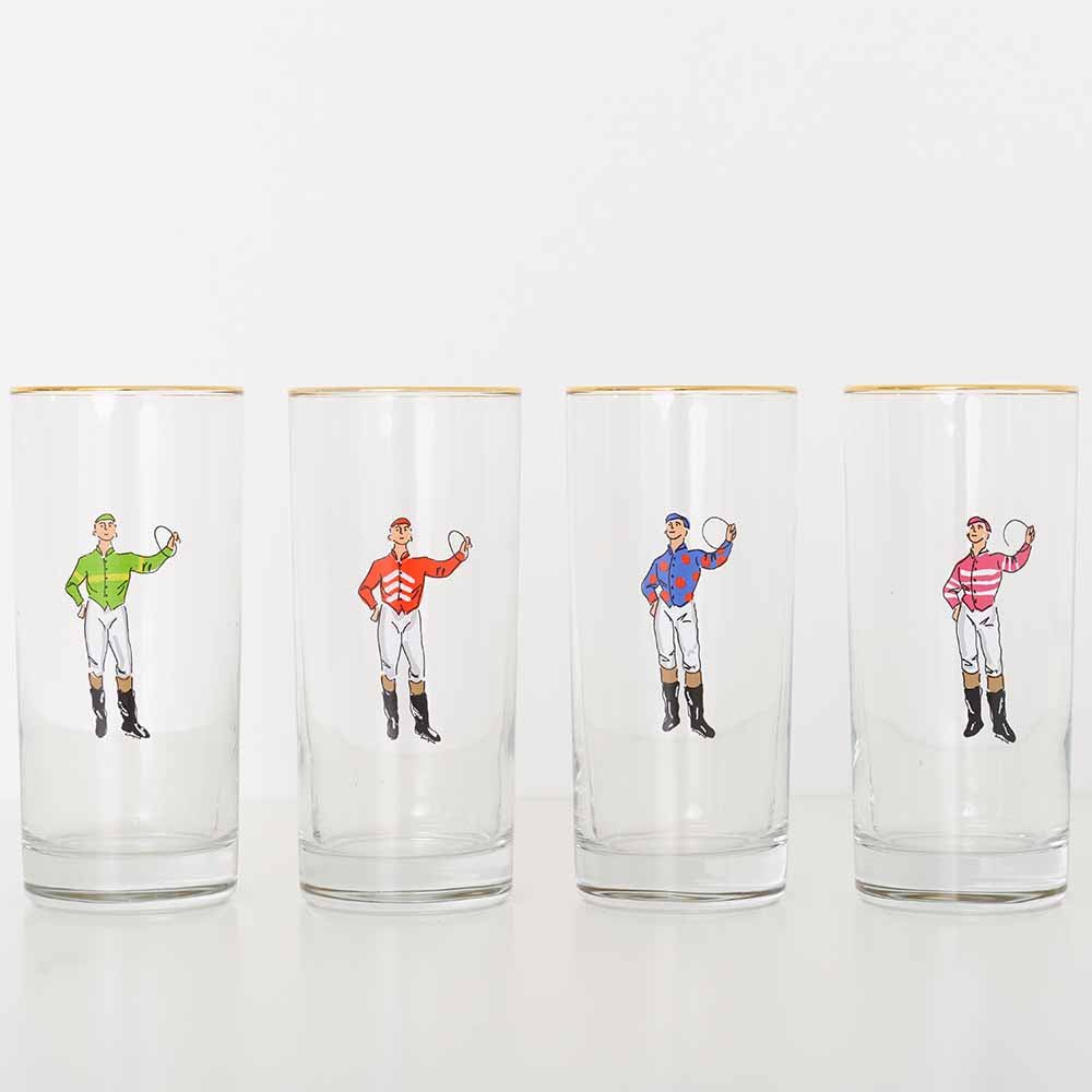 Jockeys Drinking Glasses Mixed Set of 4