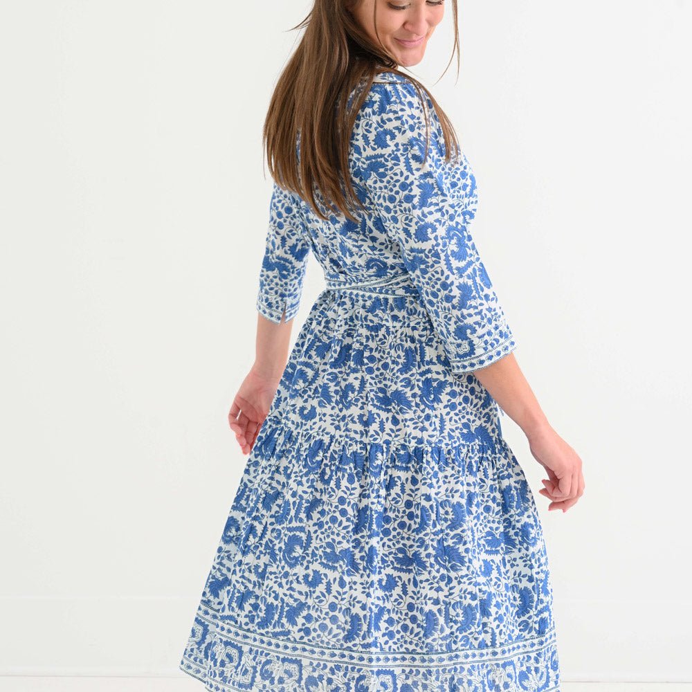 Amaranth Blue Collared Wrap Dress