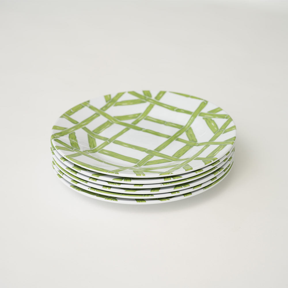 Green Bamboo Melamine Luncheon Plate set of 6. 