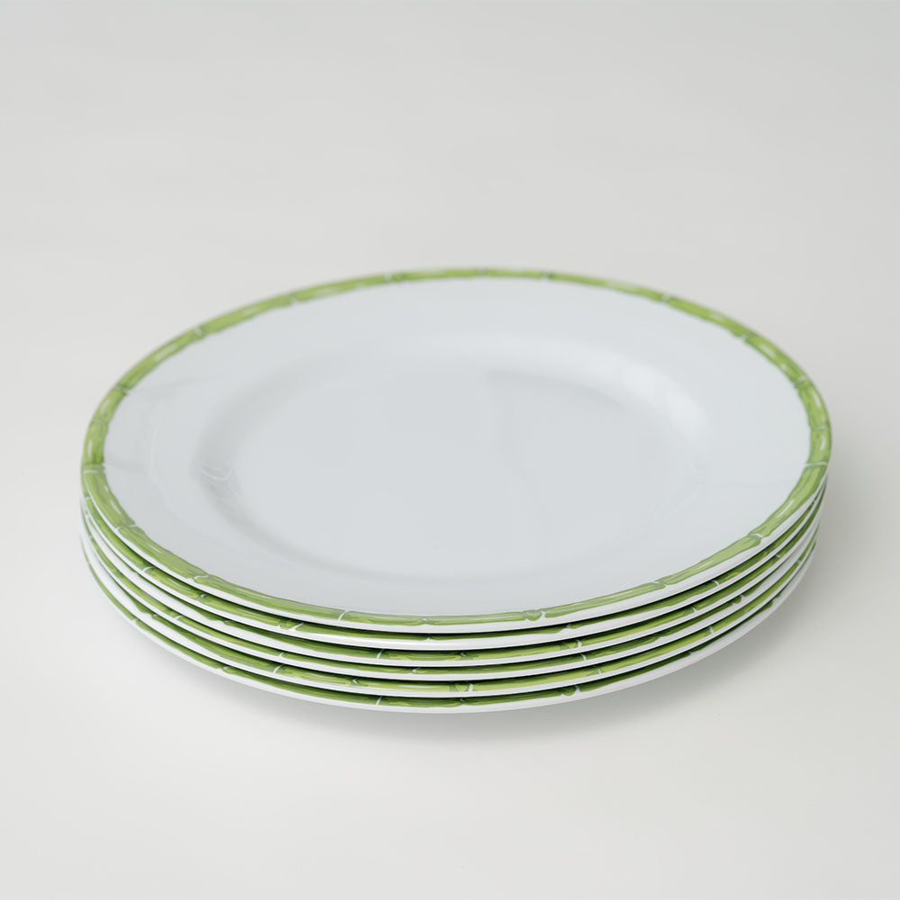 Green Bamboo Melamine Dinner Plate set of 6. 