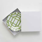 Green Bamboo Melamine Luncheon Plate in box. 