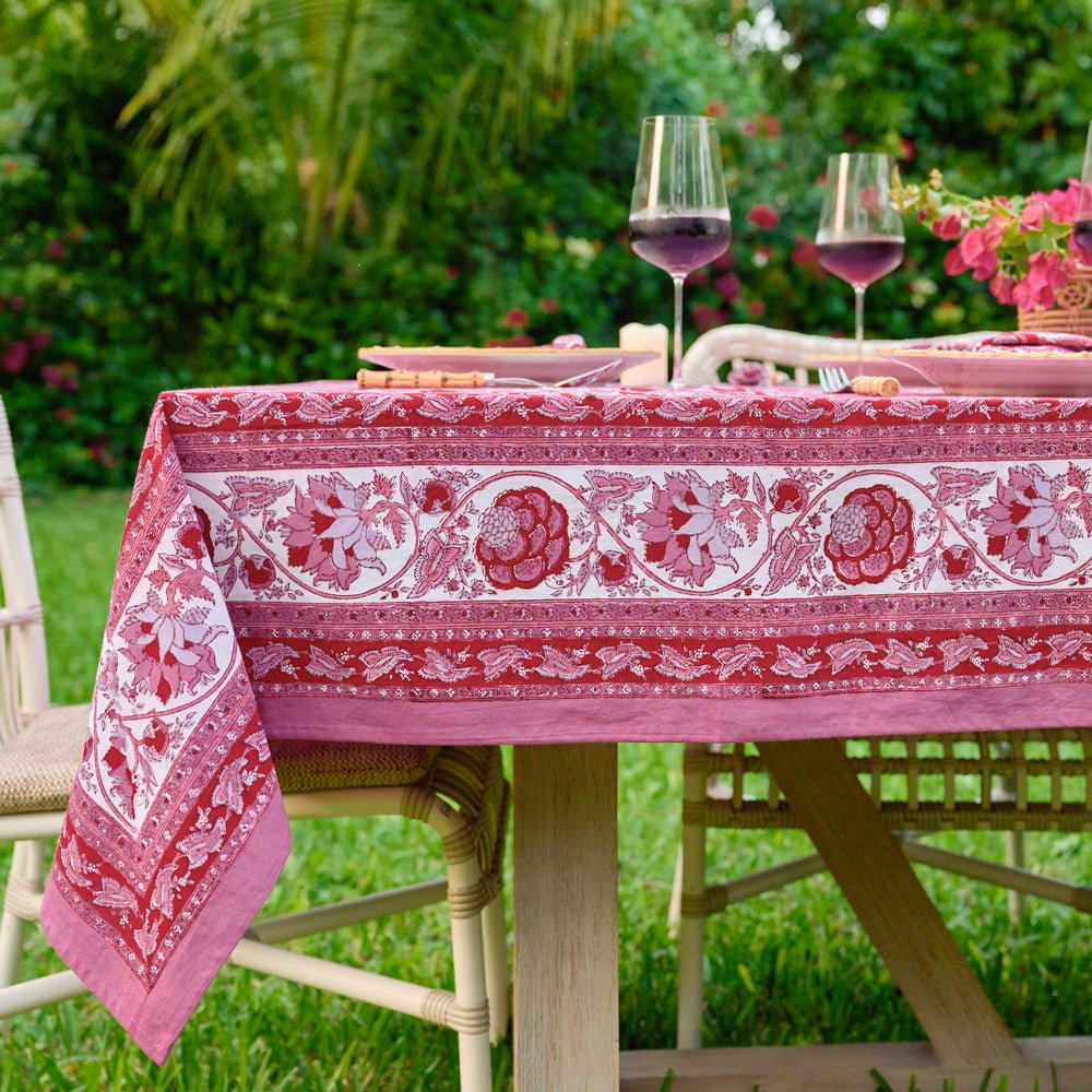 Bohemian Floral Lavender &amp; Rose Tablecloth