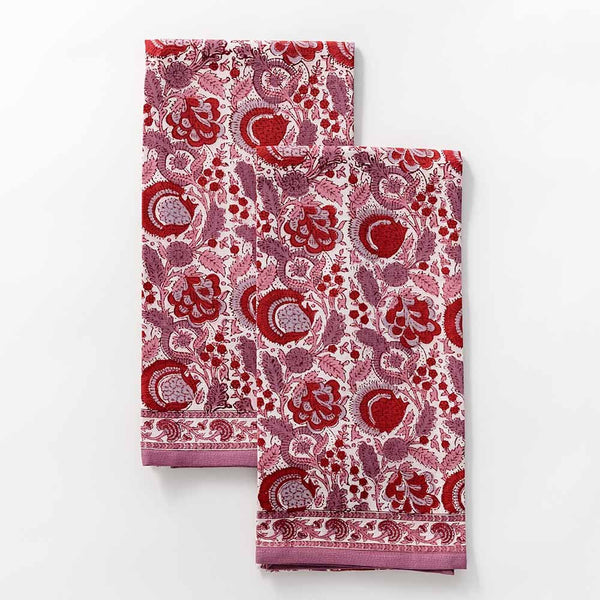 Bohemian Floral Lavender Rose Tea Towels Set of 2 Pomegranate Inc