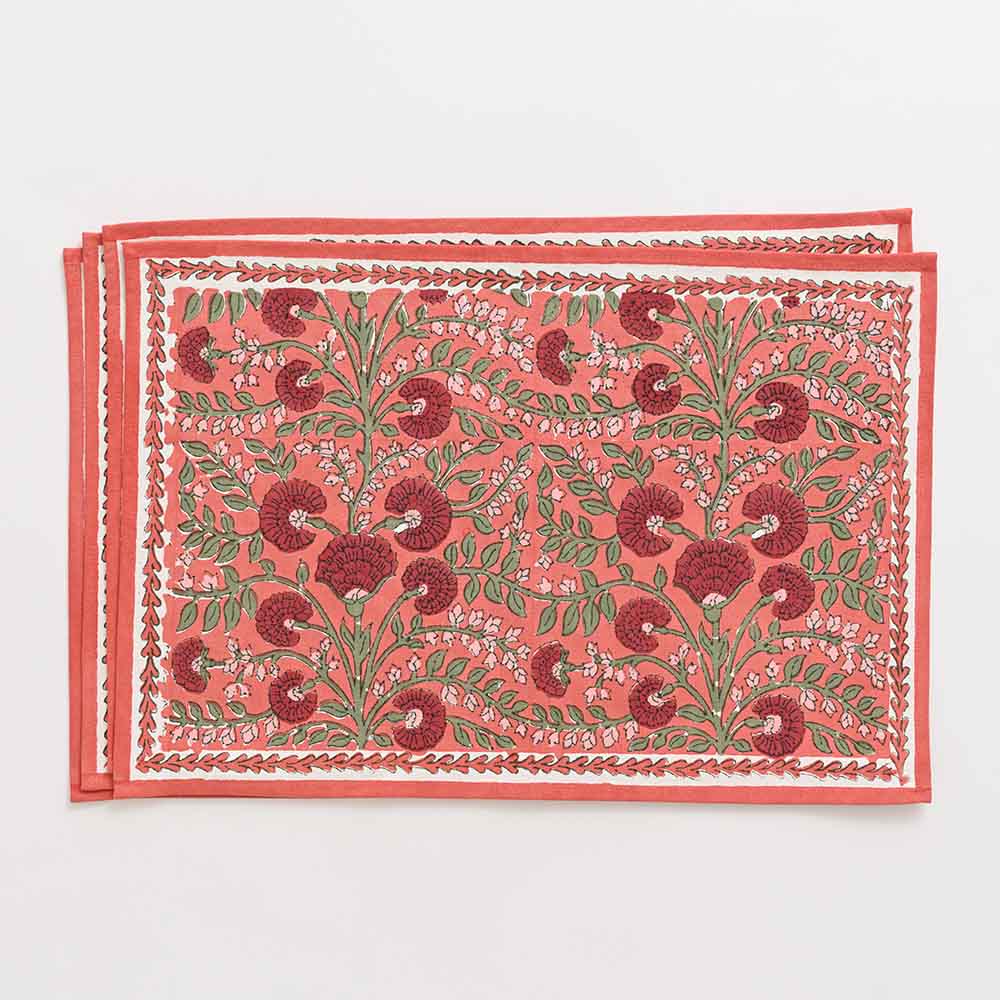 stack of 4 cactus flower red placemats