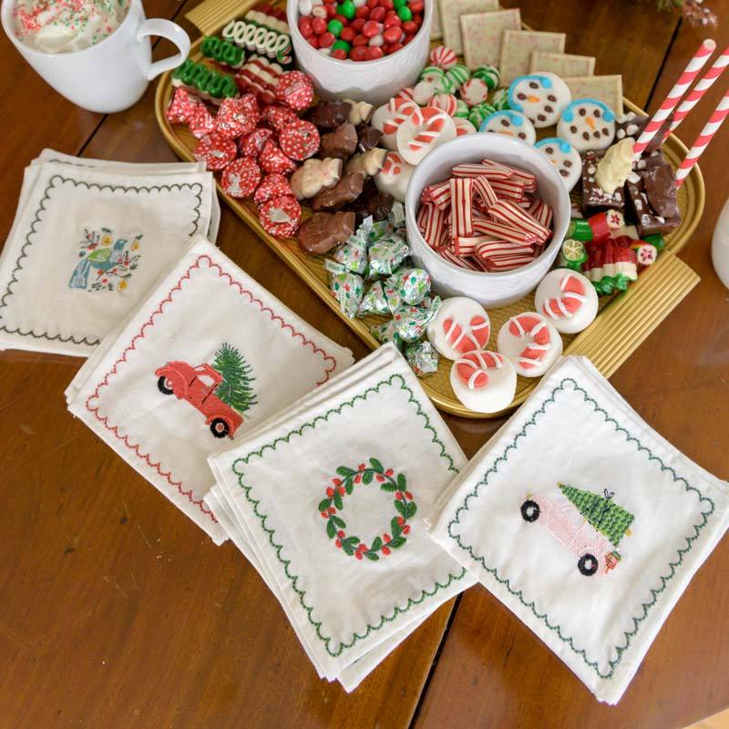 Christmas Cocktail Napkin collection with candy tray
