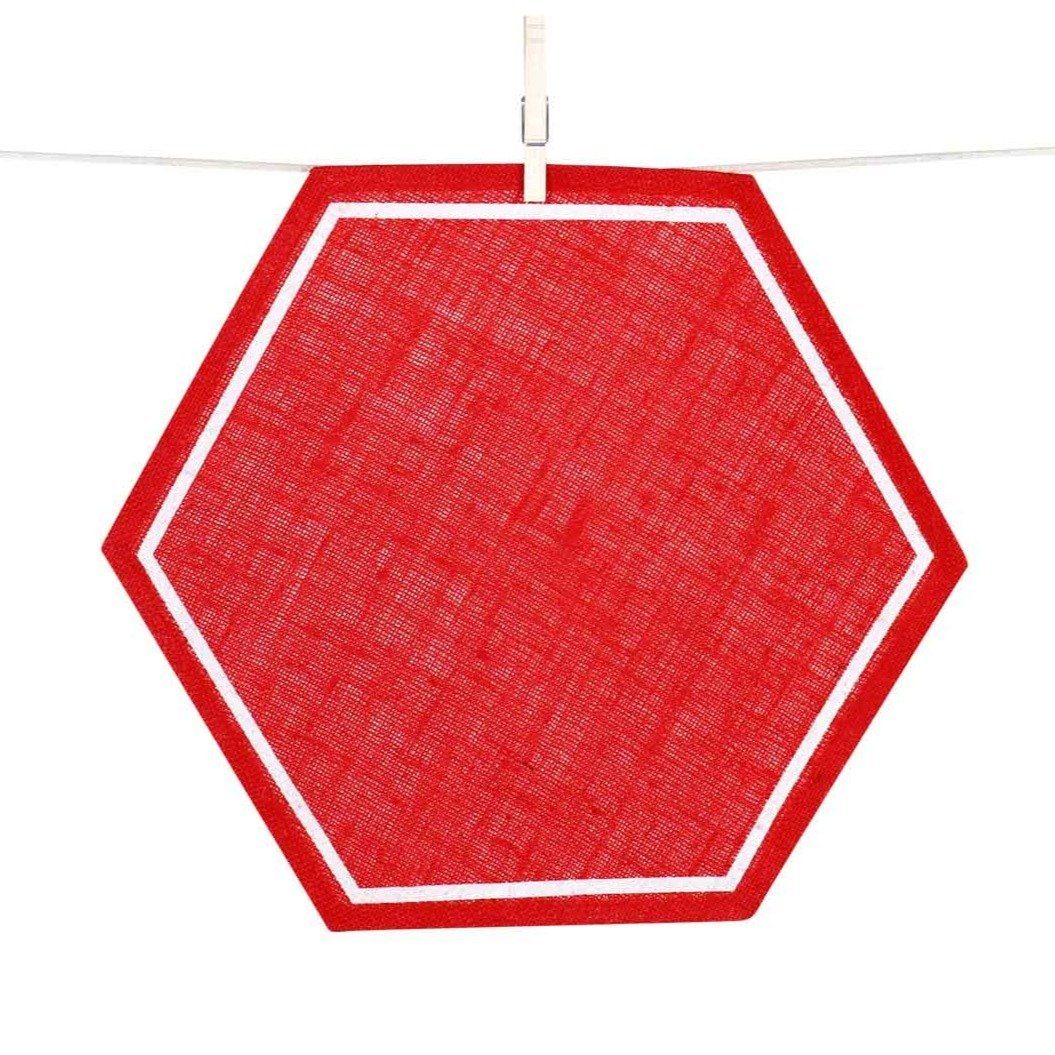 Coral Framed Hexagon Jute Placemat