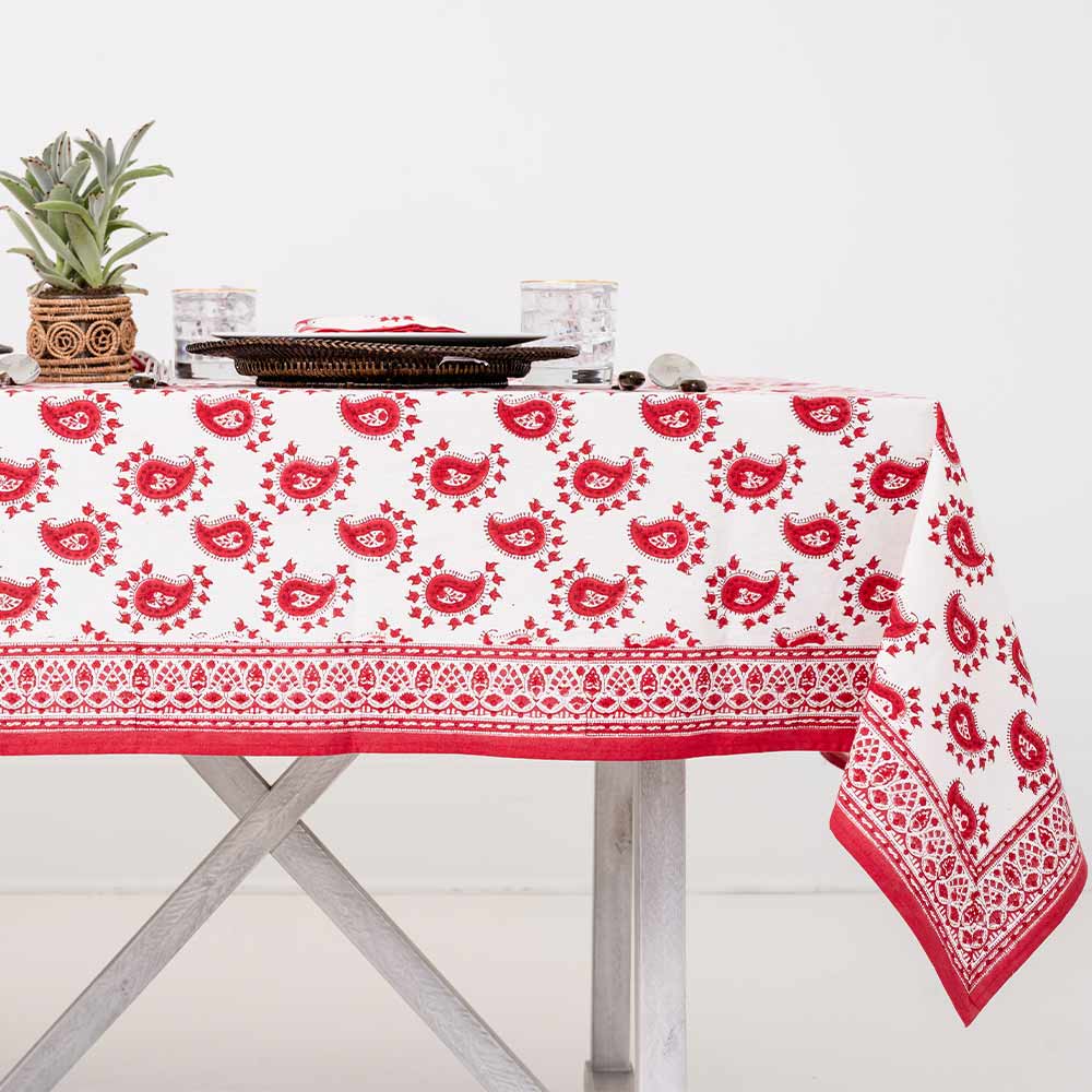 Red Paisley Tablecloth
