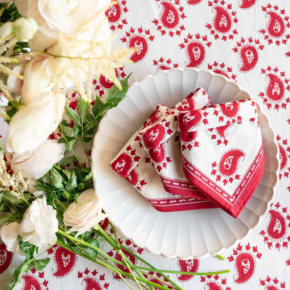 Red Paisley Tablecloth