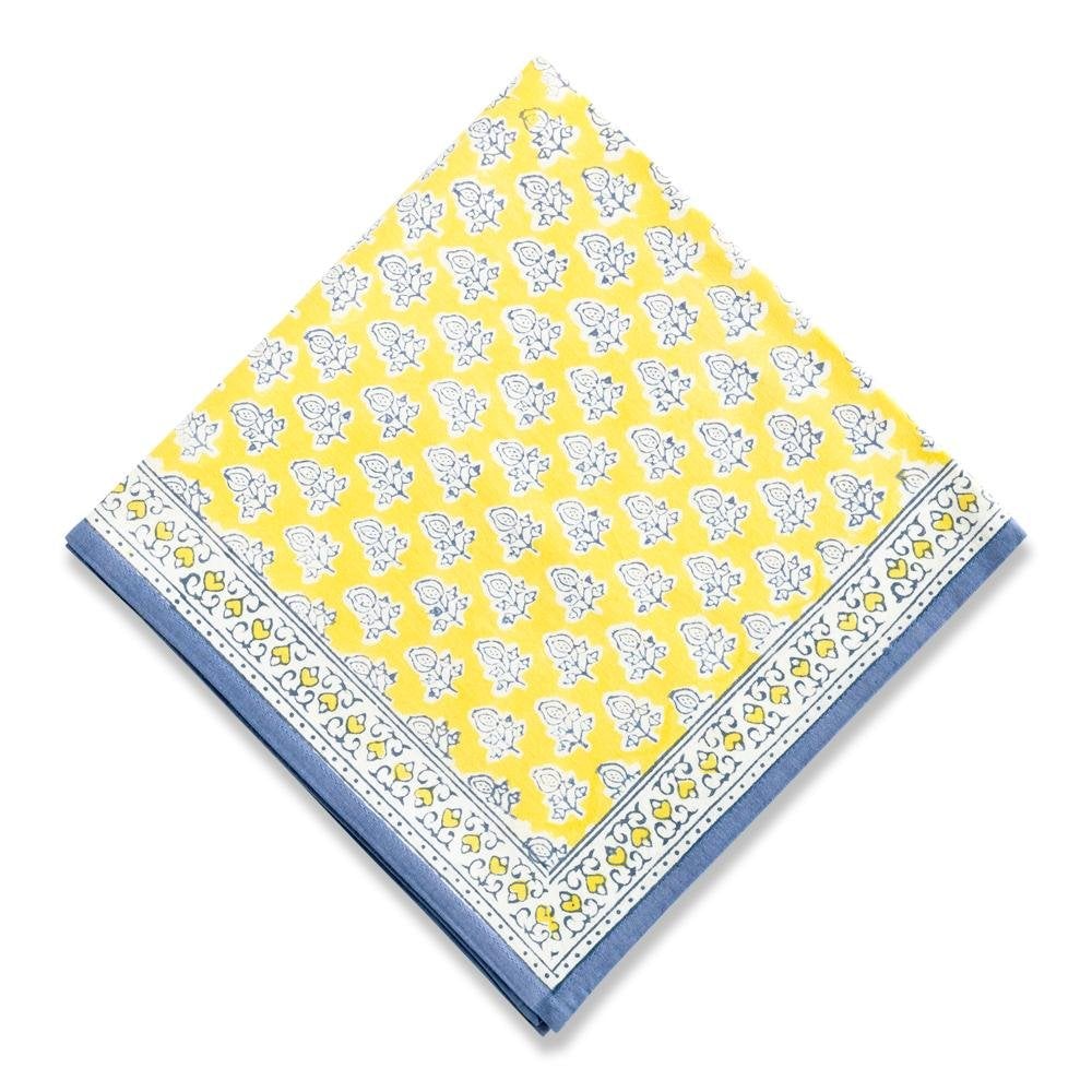Yellow Pom Napkin in blue and yellow
