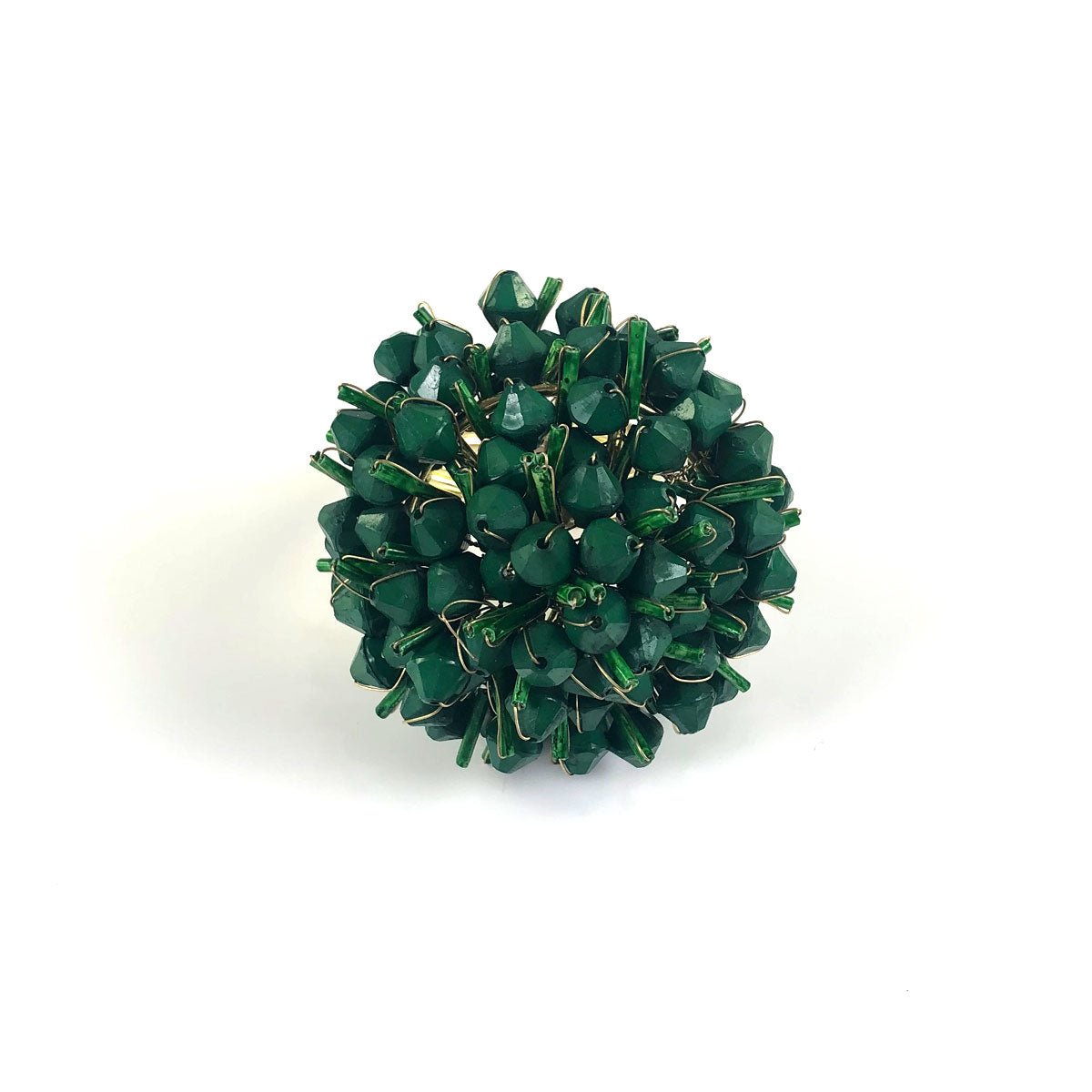 Dark Green Cluster Beaded Napkin Ring | Set of 4