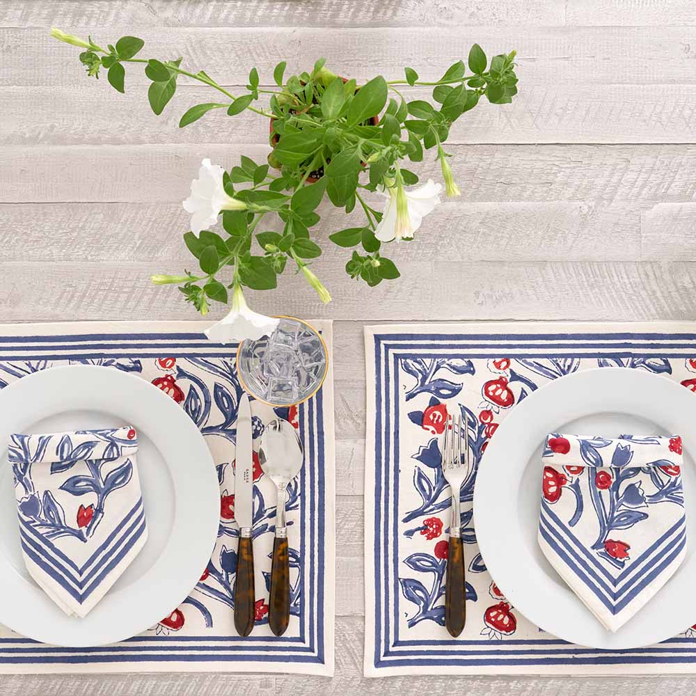 Emma Red &amp; Blue Placemat | Set of 4