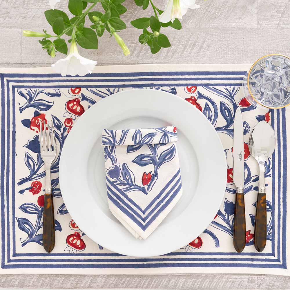 Emma Red & Blue Placemat | Set of 4