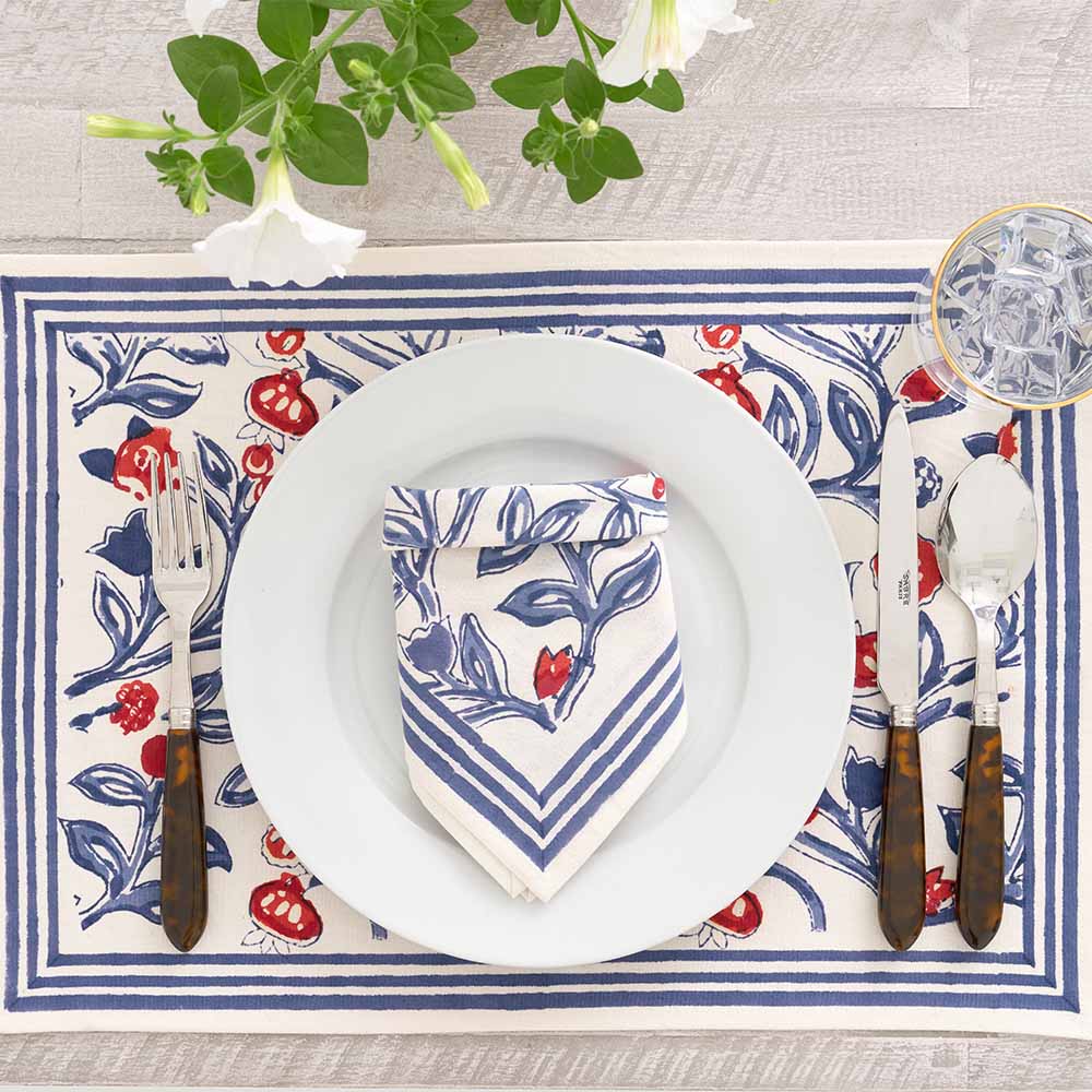 Emma Red &amp; Blue Placemat | Set of 4