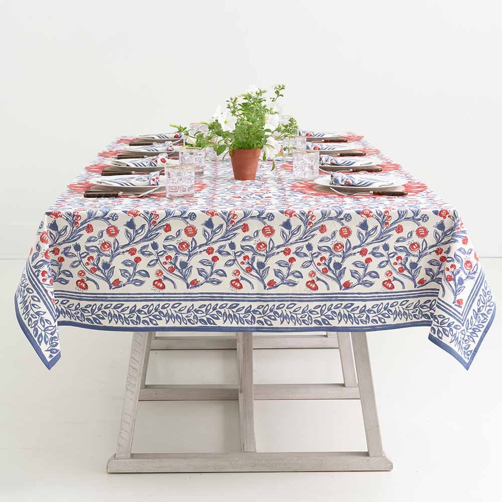 Emma Red &amp; Blue Tablecloth