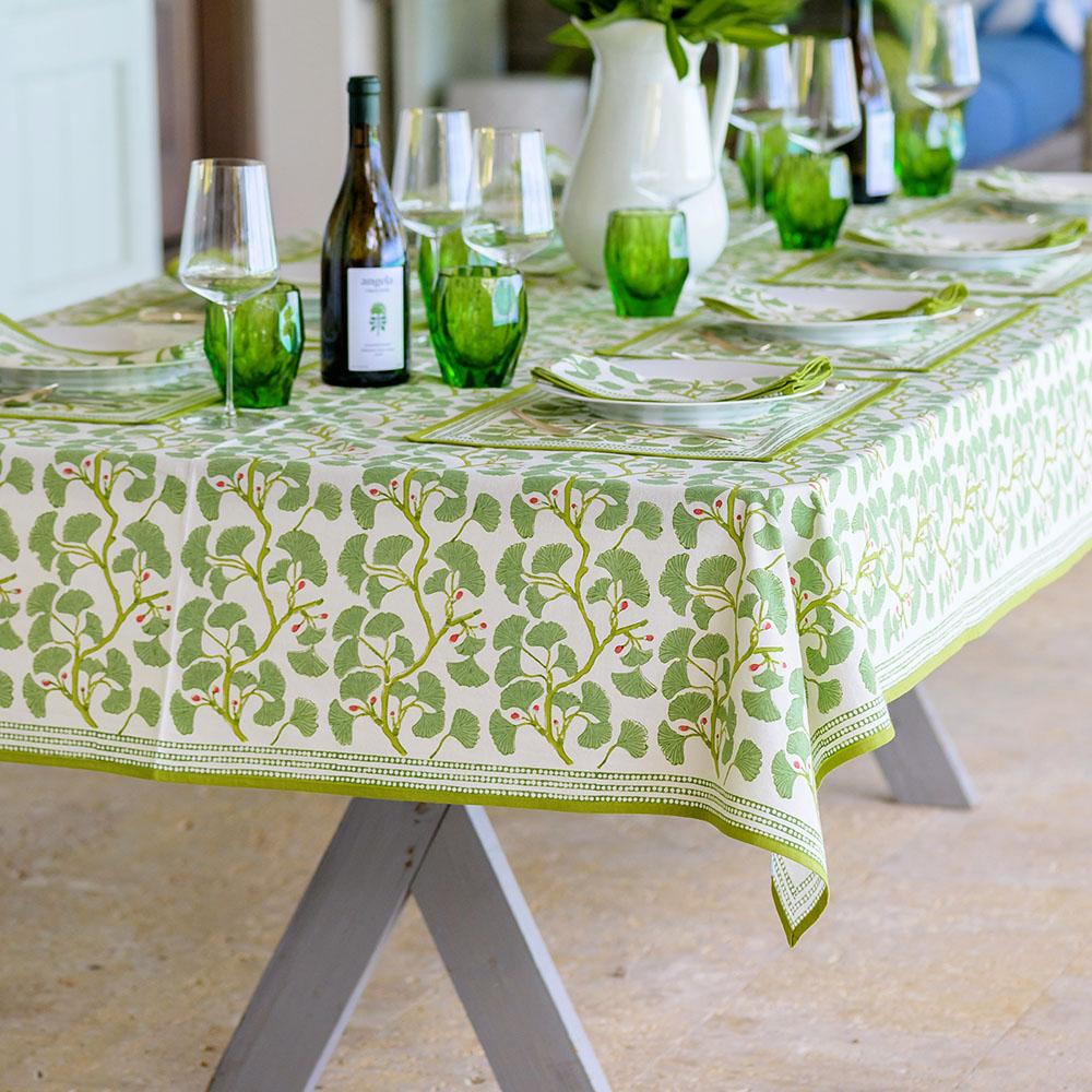 Table set with Spring Ginkgo Napkins.