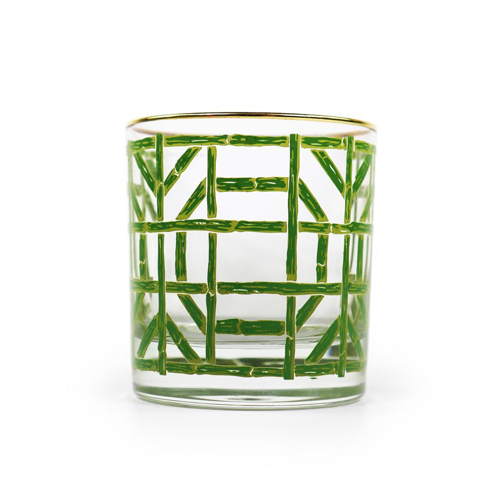 Vintage Retro Botanical Green Bamboo Design Drinking Glasses