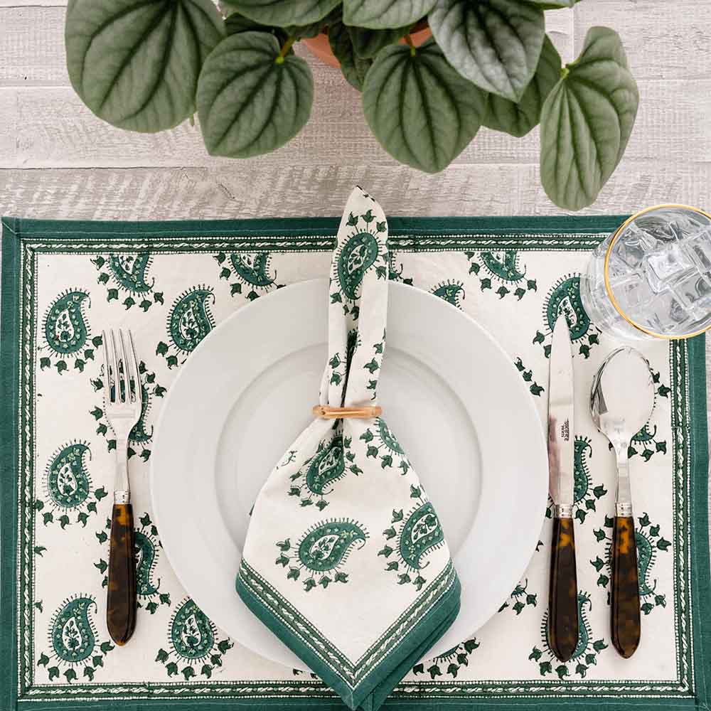 Green Paisley Placemat | Set of 4