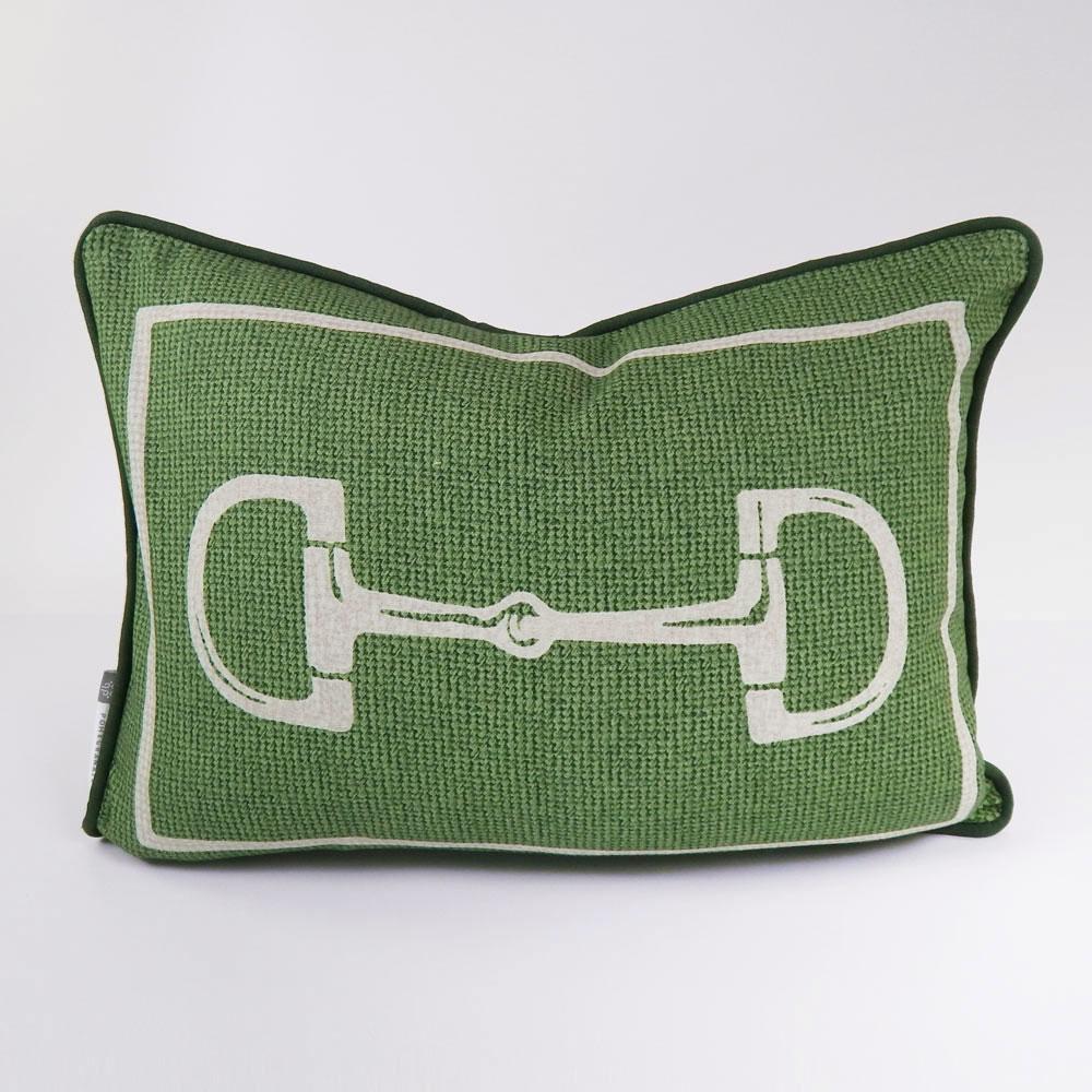Green Snaffle Lumbar Pillow Cover