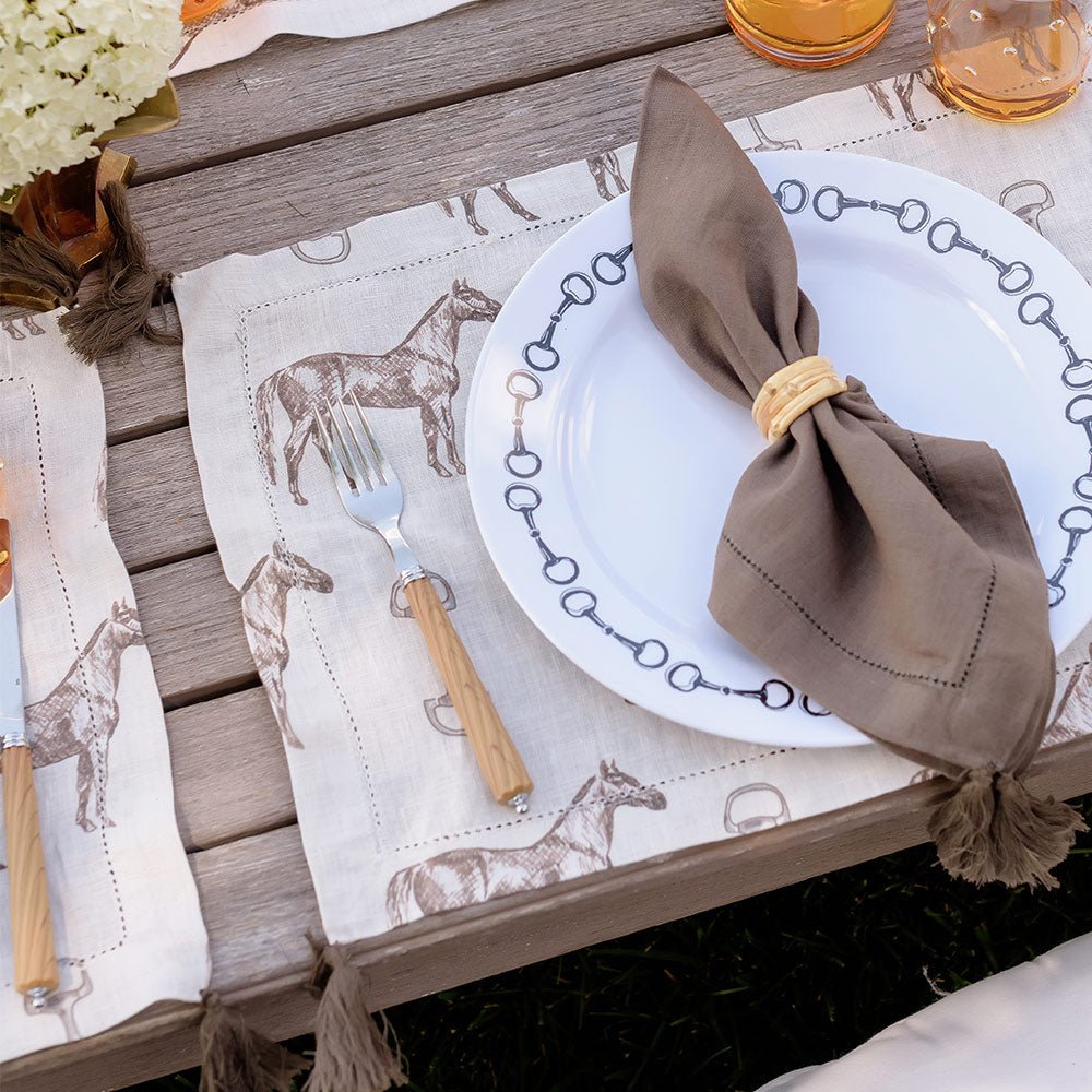 Horse and Snaffle Linen Placemat set of 4. 