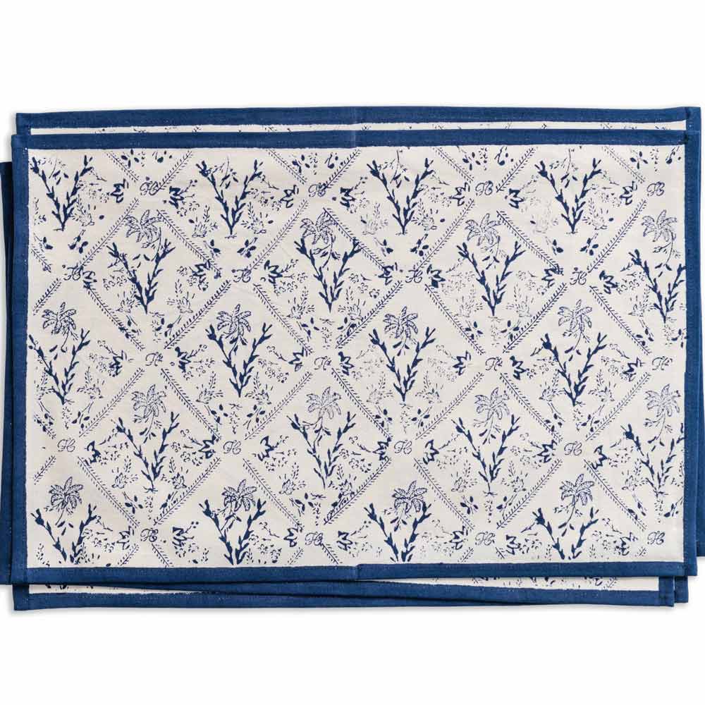 India Hicks Home Sea Ferns & Domino Midnight Placemat 