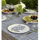 Outdoor table setting with India Hicks Home Pochette Midnight Tablecloth