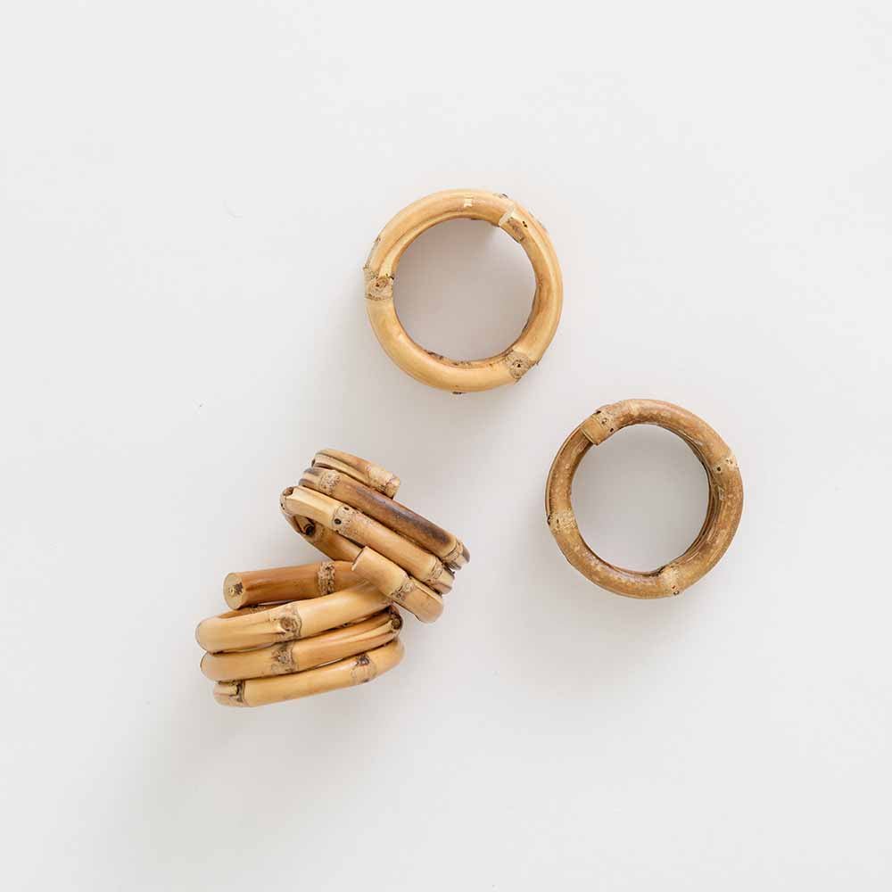 Wrapped Bamboo Napkin Rings | Set 4