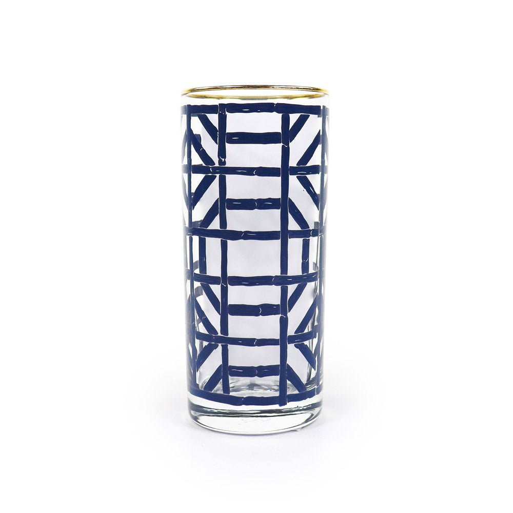 Navy Bamboo Drinking Glass | Set of 4
