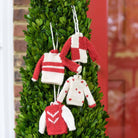 Red Jockey Silk Ornaments set of 4 on tree