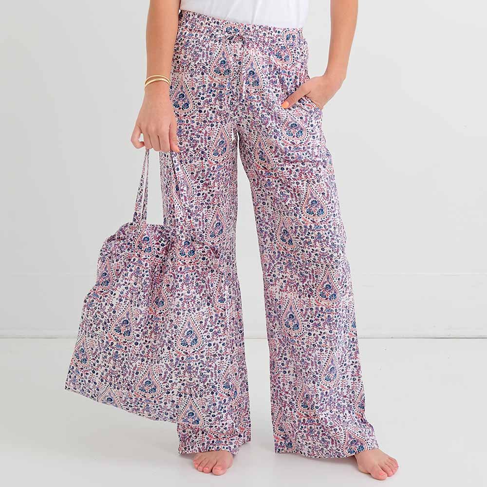 Shopping Tote Red & Blue Paisley