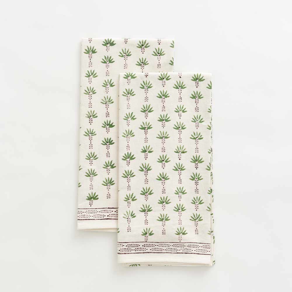 Palm Tree Dot Brown Tea Towels