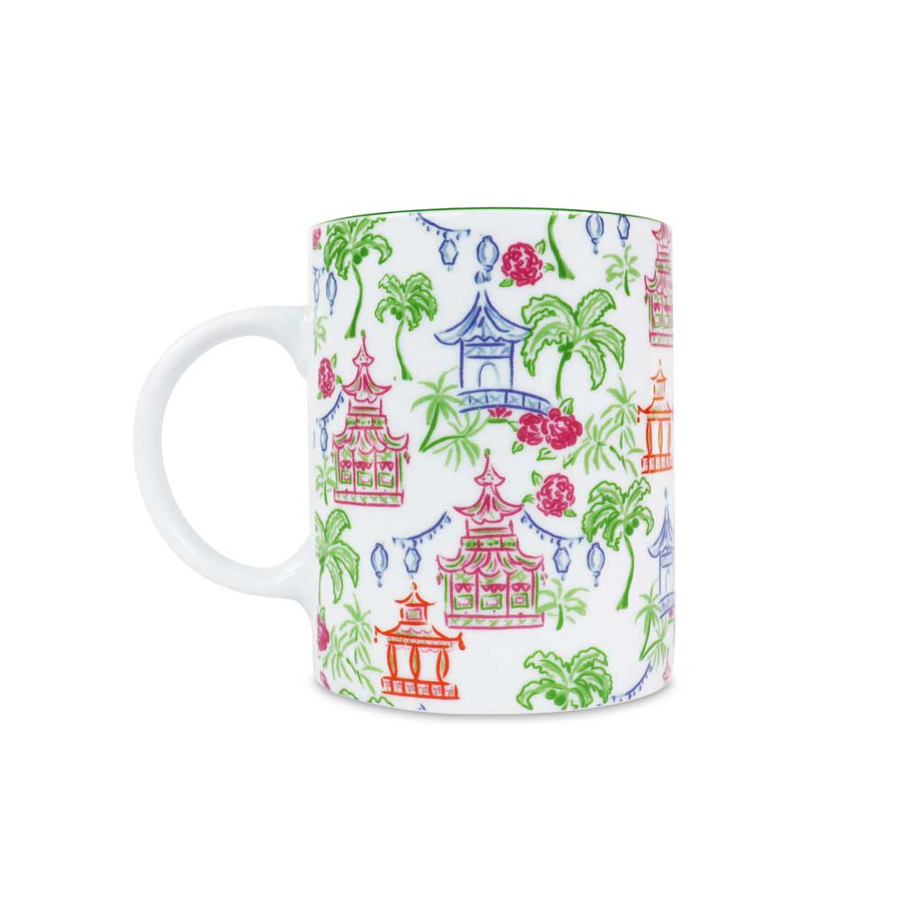 Palms &amp; Pagodas Ceramic Mugs | Set of 2