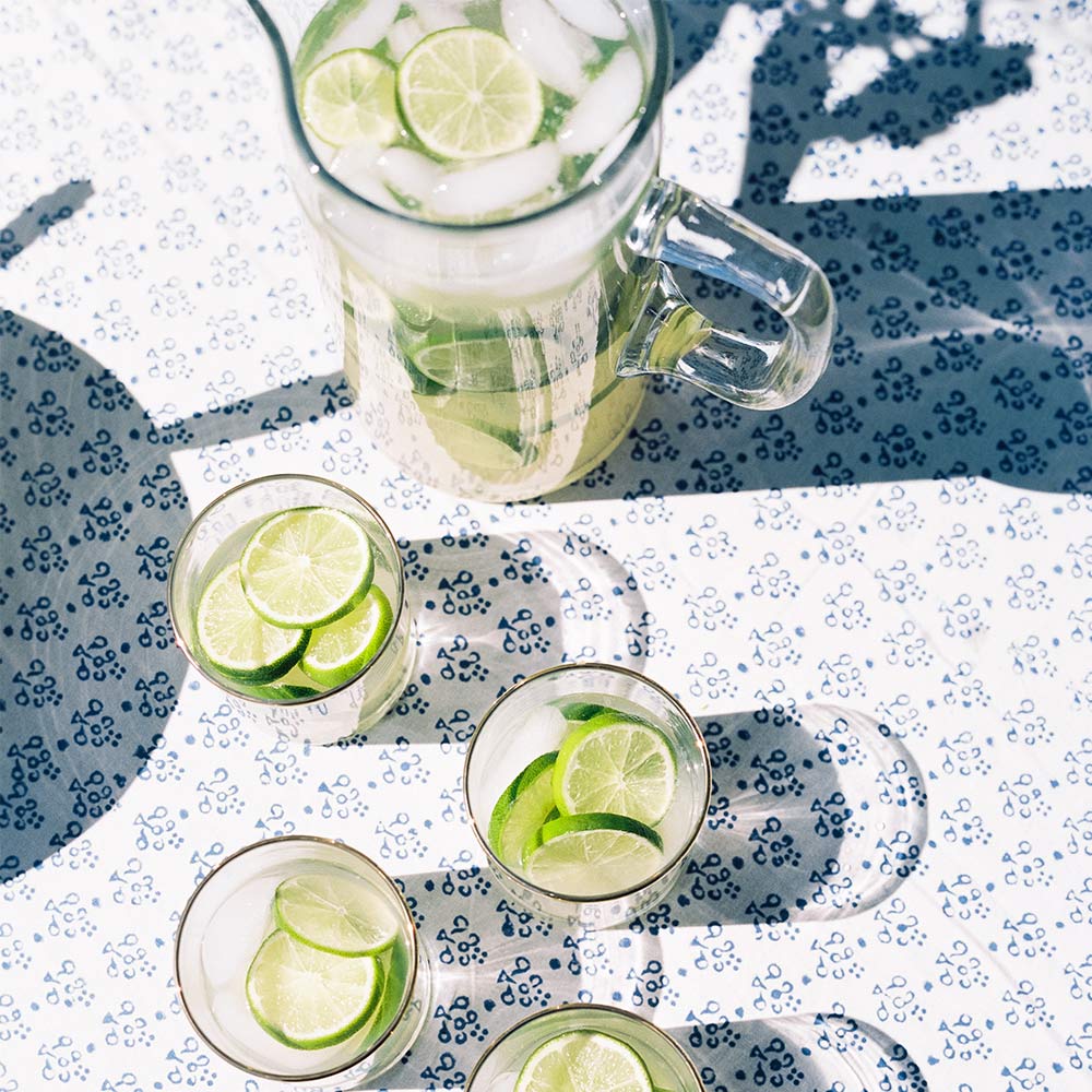 Lime water on table. 